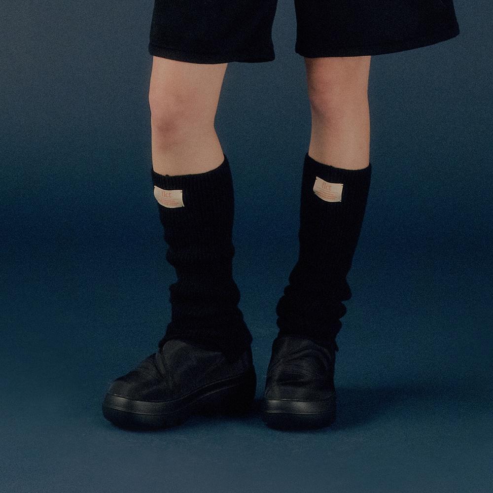 Fuzzy knit leg warmers_Black