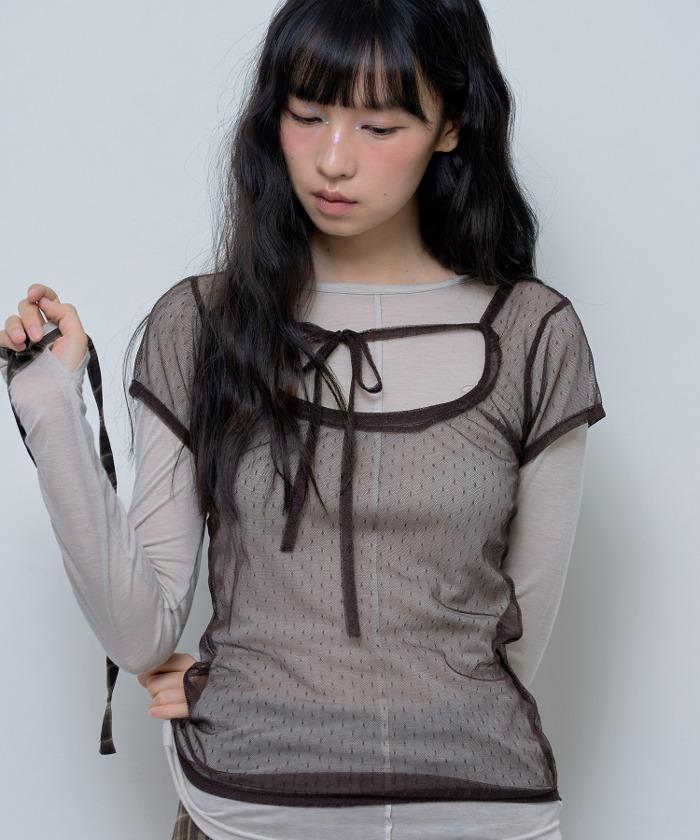 3-WAY DOT LAYERED LONG SLEEVE (BEIGE)_F24ZB071