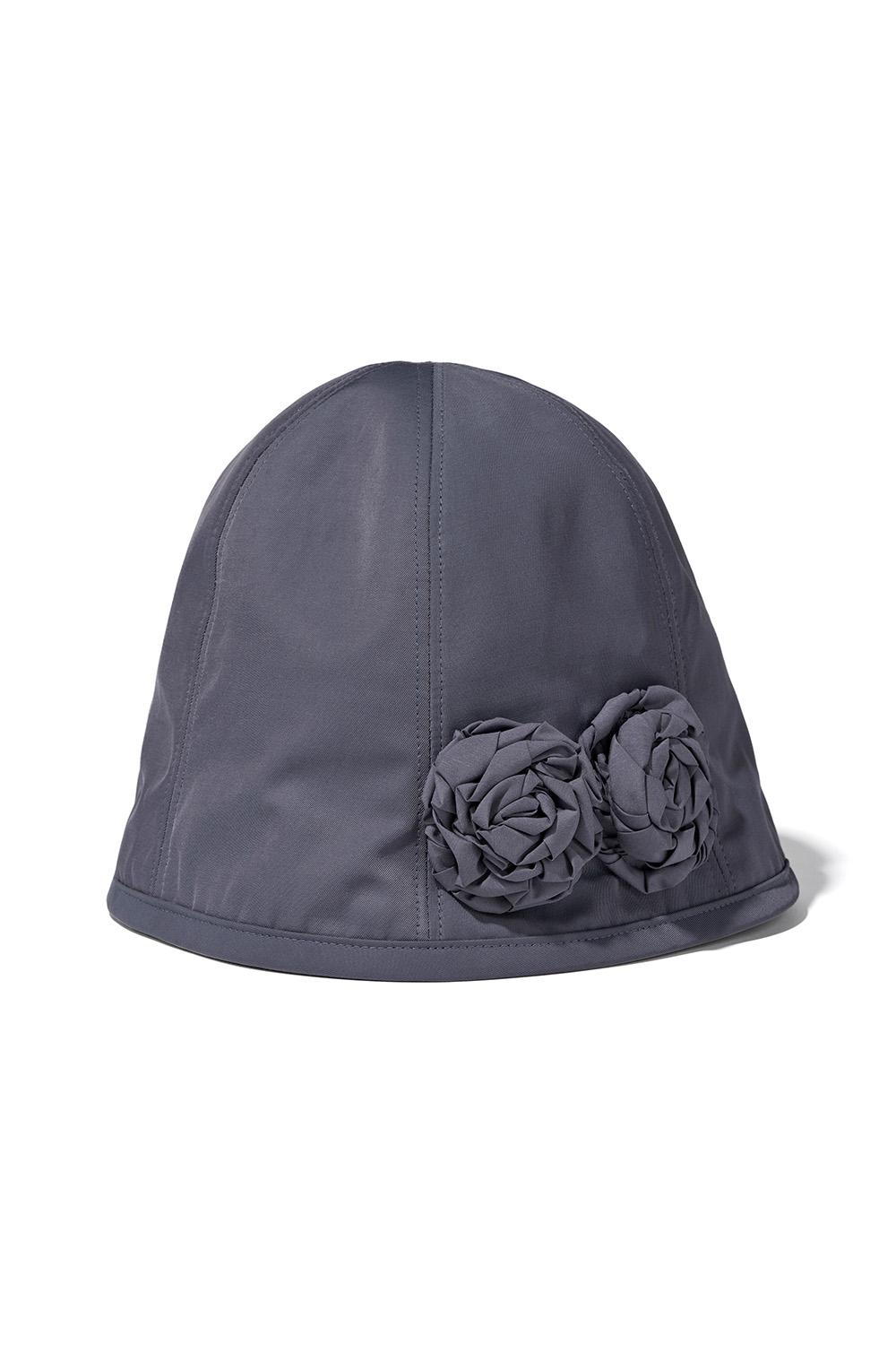 FLOWER CORSAGE CLOCHET HAT_GREYISH BLUE