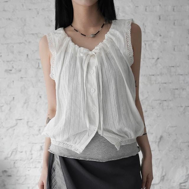 일렌 체크 블라우스