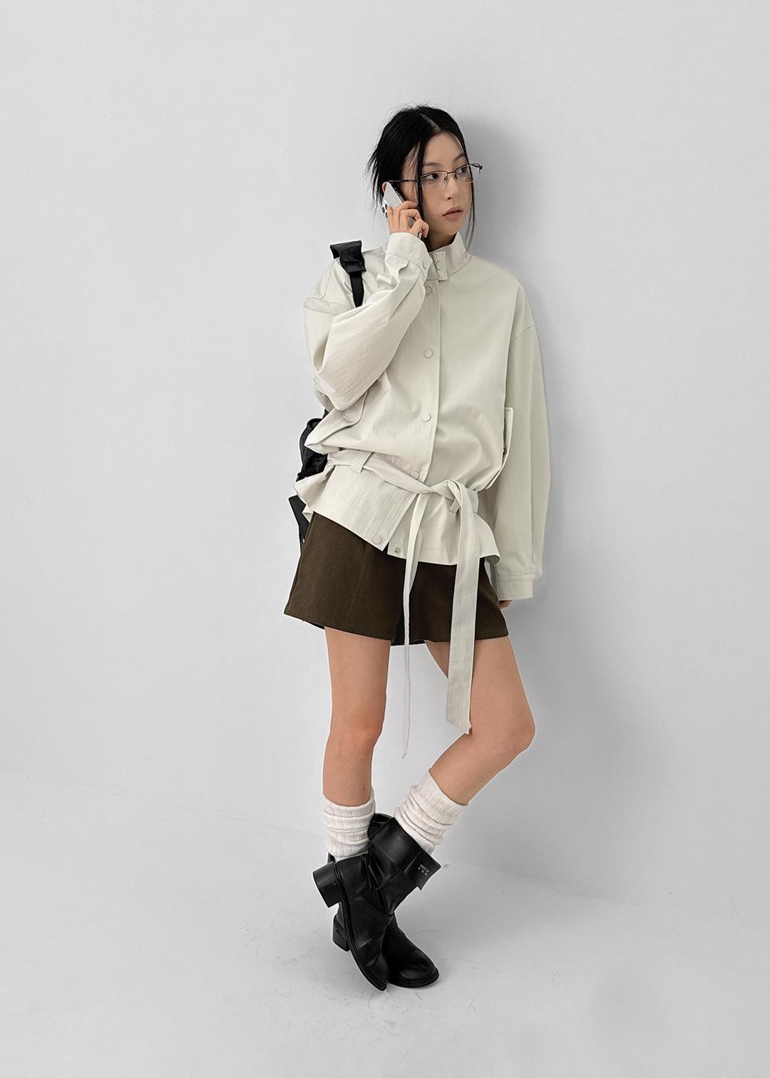 블랙업 [가을신상🍂] 롬토어 하이넥 하프 코튼자켓 (벨트세트)