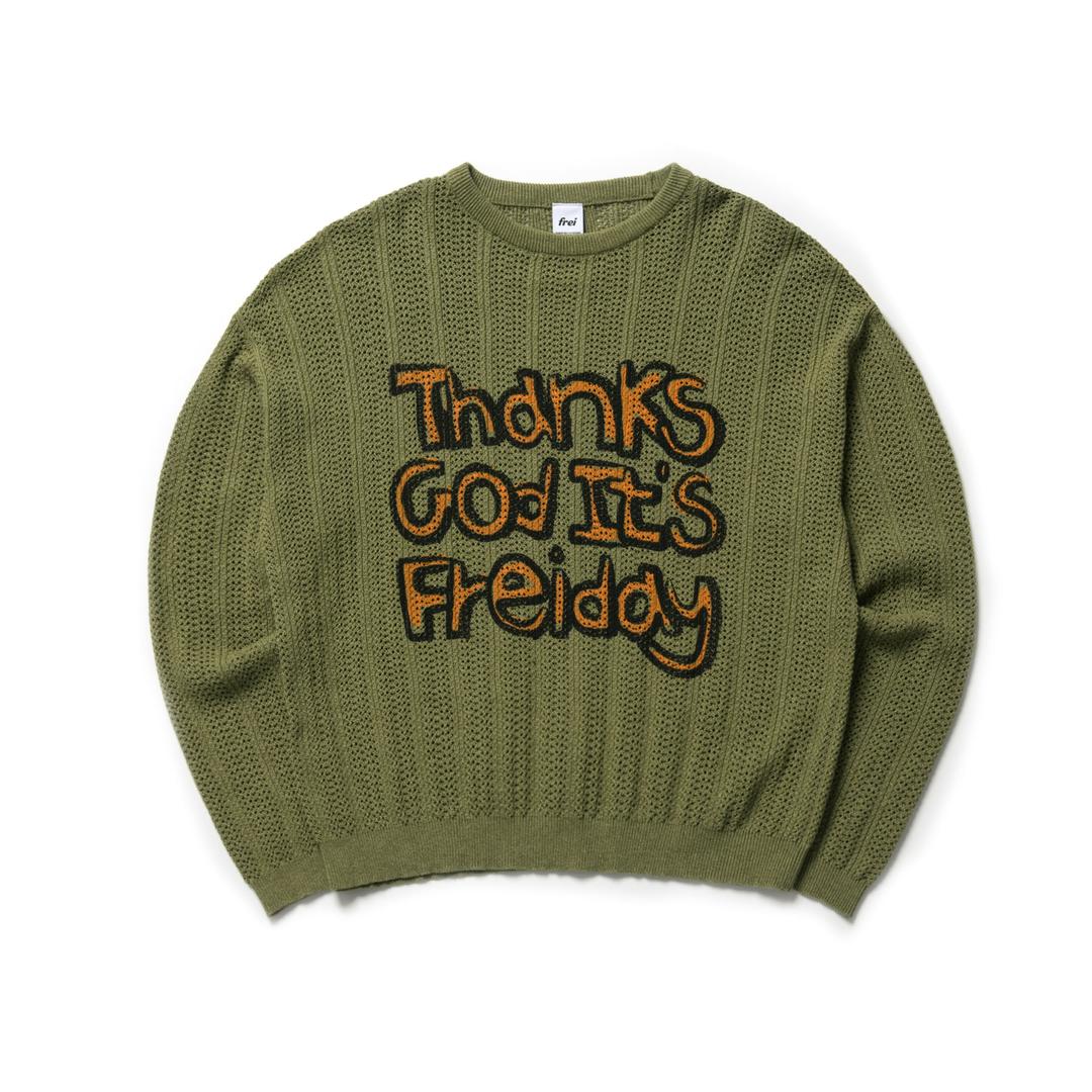 코튼 블렌디드 슬로건 니트(KHAKI)