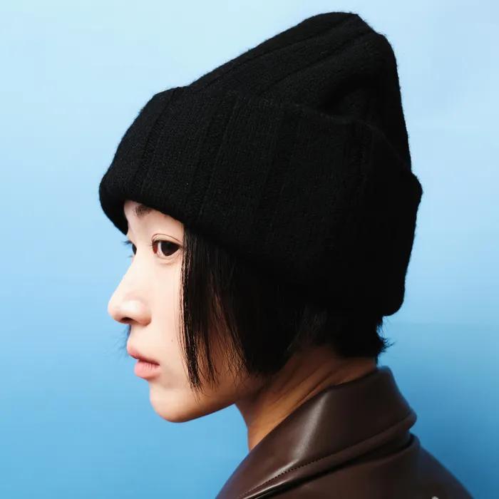 OVER-RIBBED BEANIE, BLACK