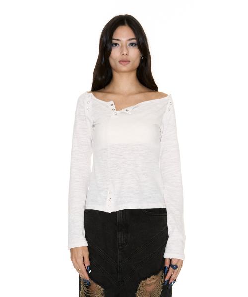 SLIT SNAP T-SHIRT IVORY