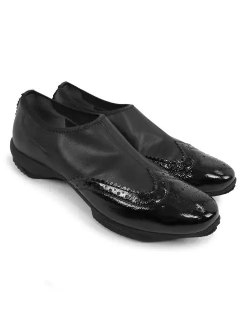 SONIA SLIP ON BROGUE - ONYX BLACK / PITCH BLACK