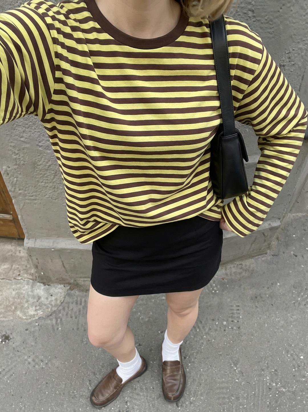 Cotton-blend Stripe Oversized Tee