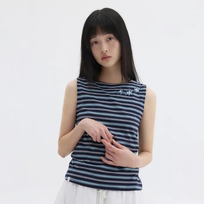 STAR BOAT NECK SLEEVELESS, NAVY