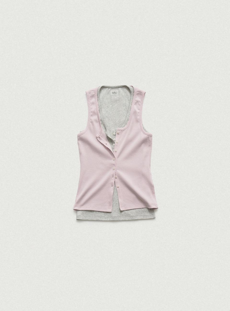 Clara Button Layer Tank Top_Light Pink