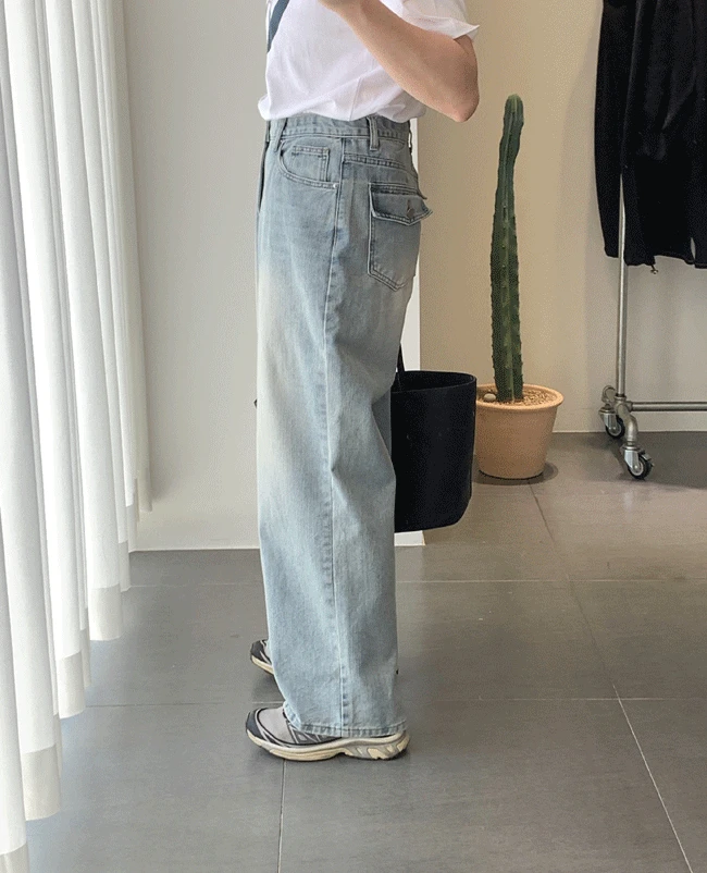 [S-2XL][숏,롱] 브러쉬 와이드 데님