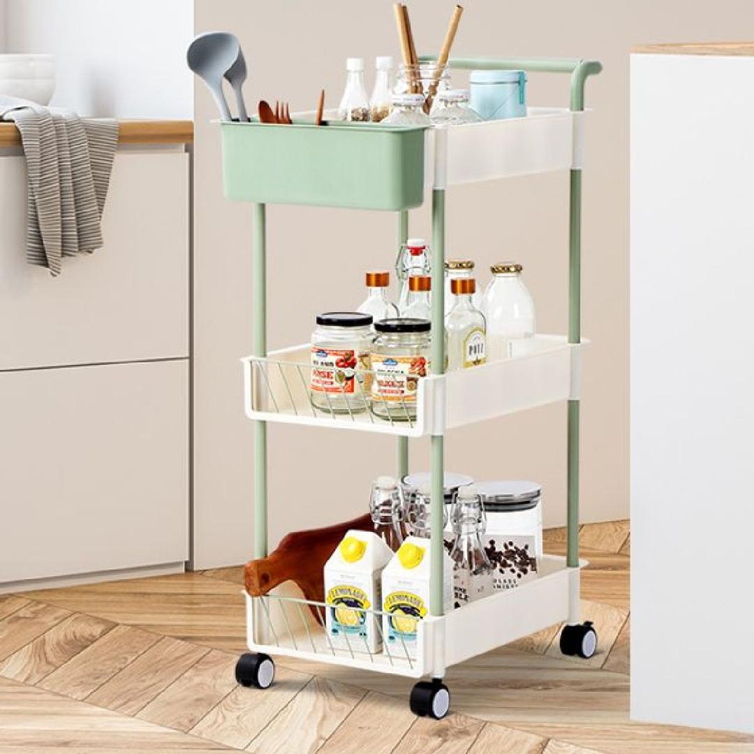 무빙트롤리 HGDNDSRD 3단 이동수납장 바퀴트레이 세제선반 미니