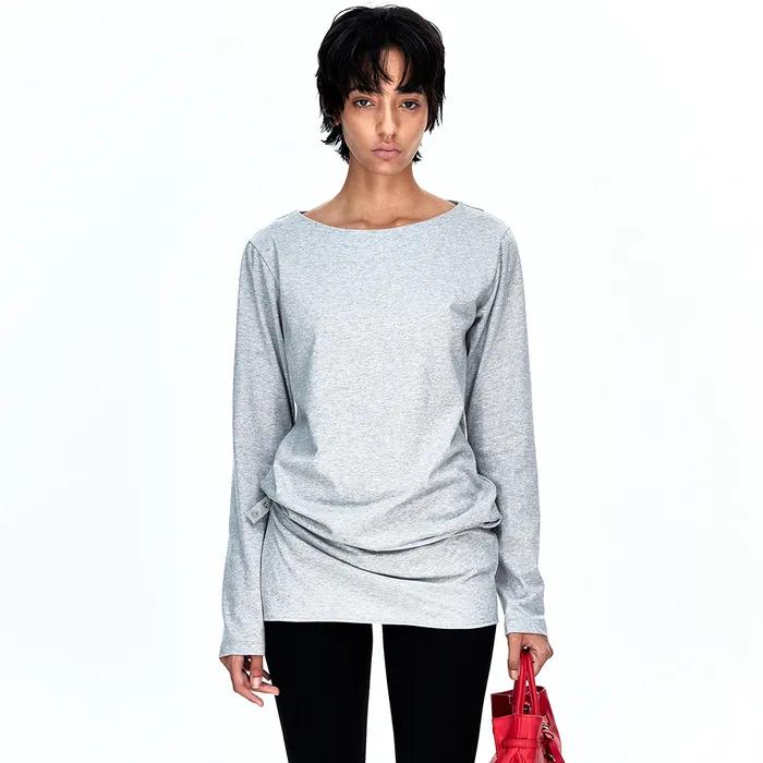 BOATNECK WRAP LONG SLEEVE_grey