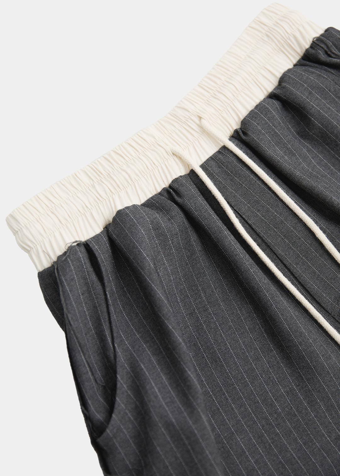 STRIPE WIDE SLACKS - GRAY