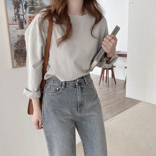 델피아 심플 라운드블라우스