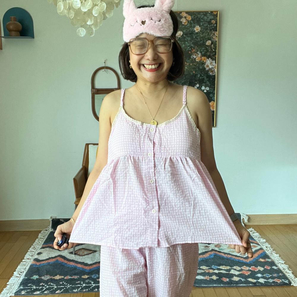 파자마세트(가슴패드부착됨/탑,팬츠,스크런치세트)