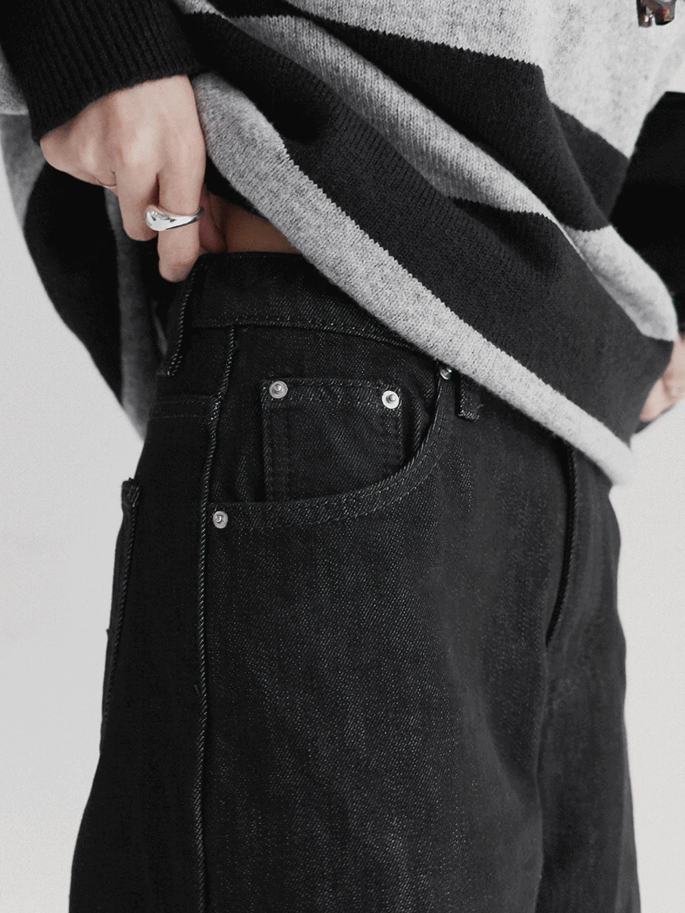 (피치기모)논페이드와이드데님