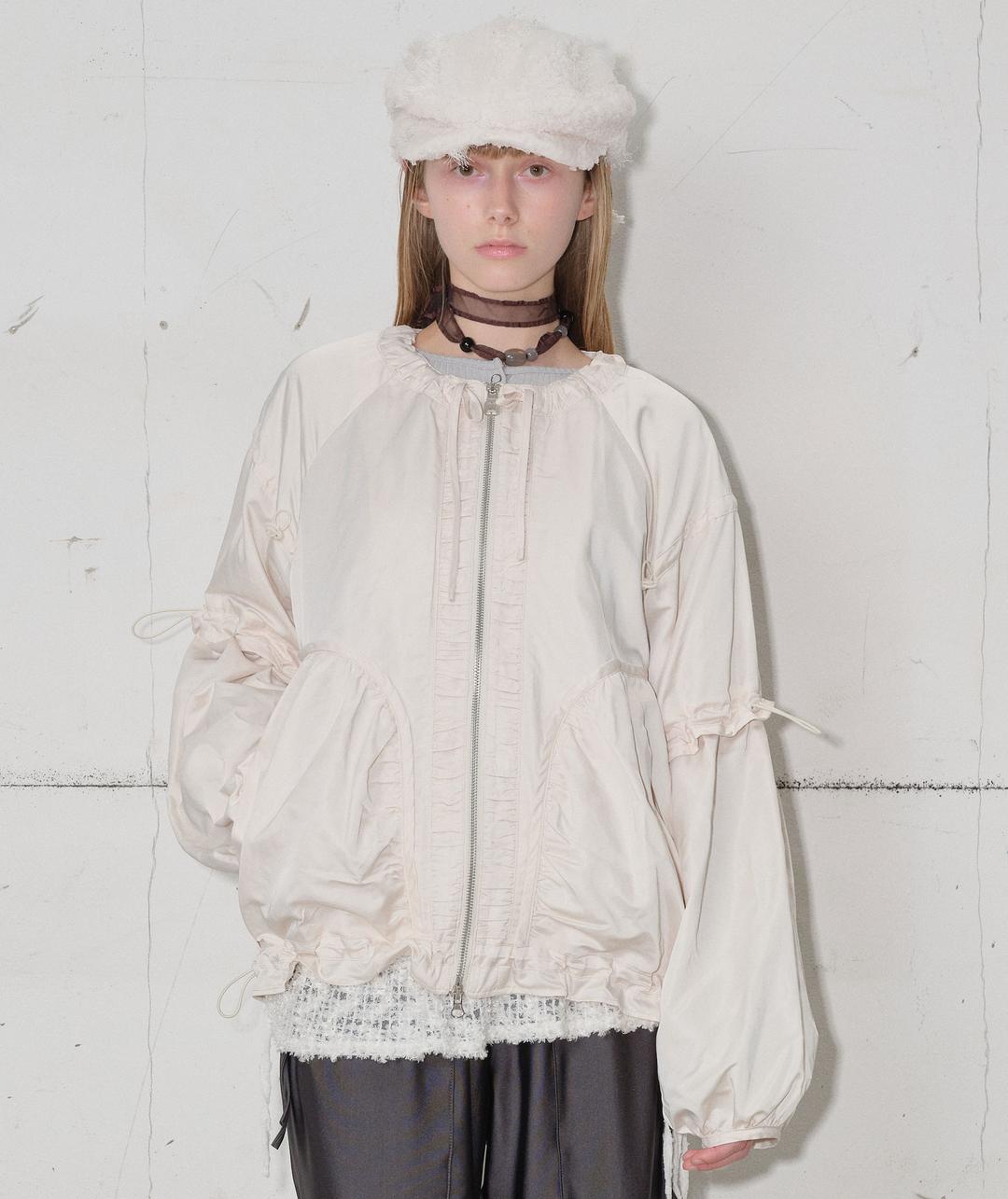 [9/6 예약발송] Glossy Shirring Jacket [Ivory]