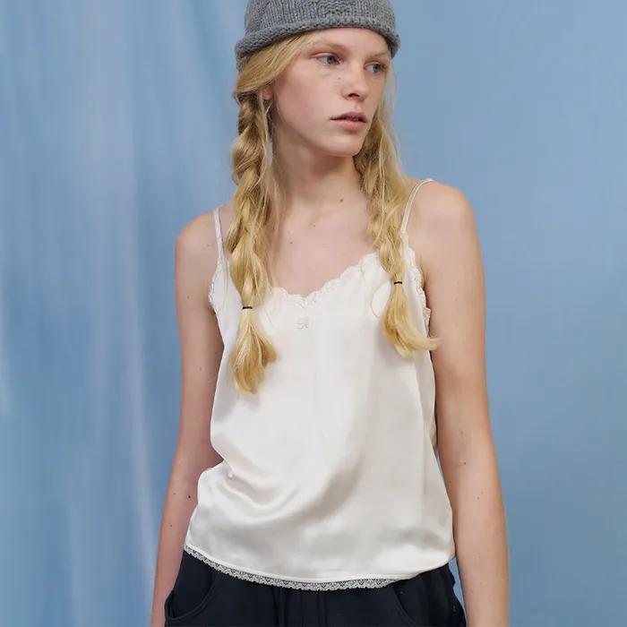 Snowy night satin cami - soft cream