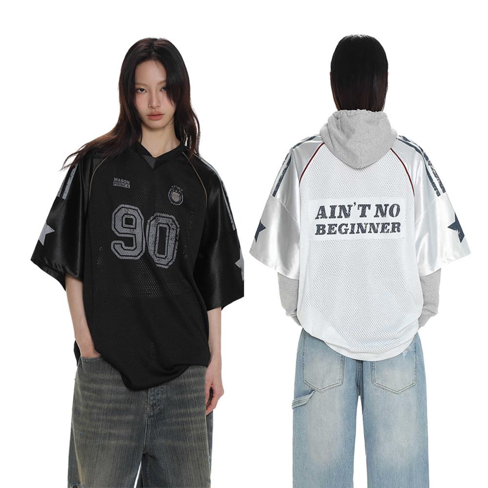 MASONPRINCE 아메리칸 캐주얼 메시 루즈핏 럭비 티셔츠