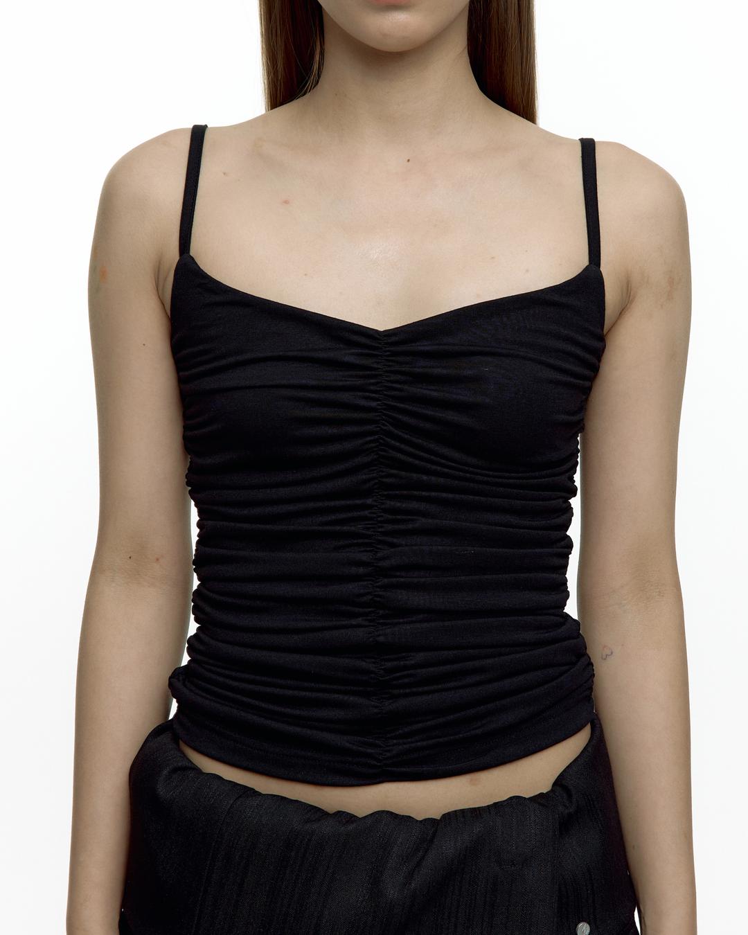 Shirring Sleeveless Black