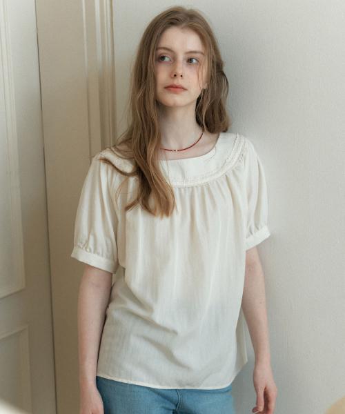레이스 라인 셔츠_아이보리