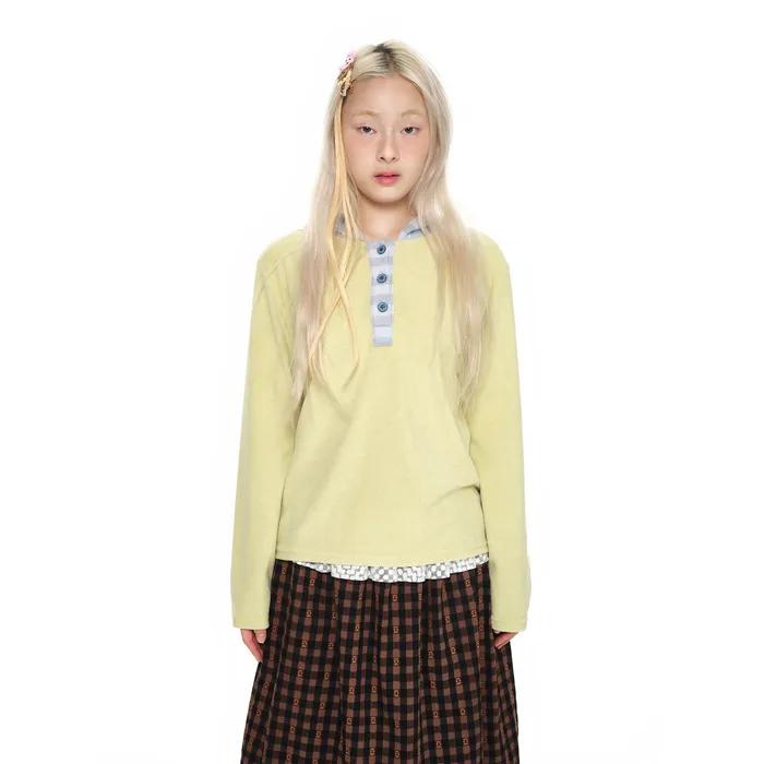 Hooded Henley Tee _lime