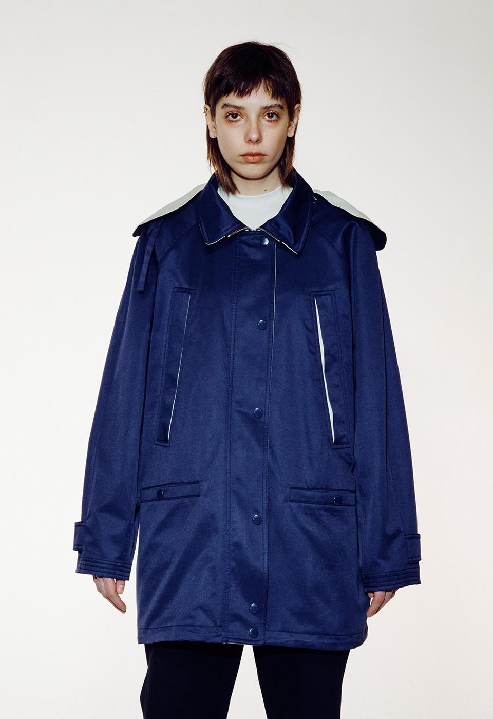 DETACHABLE HOODED REVERSIBLE TRENCH JACKET, PURPLE