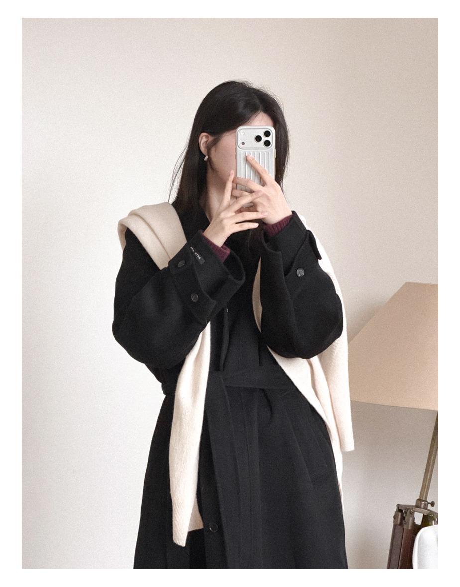 [strap_set] 모에브 히든 롱 코트 [블랙]