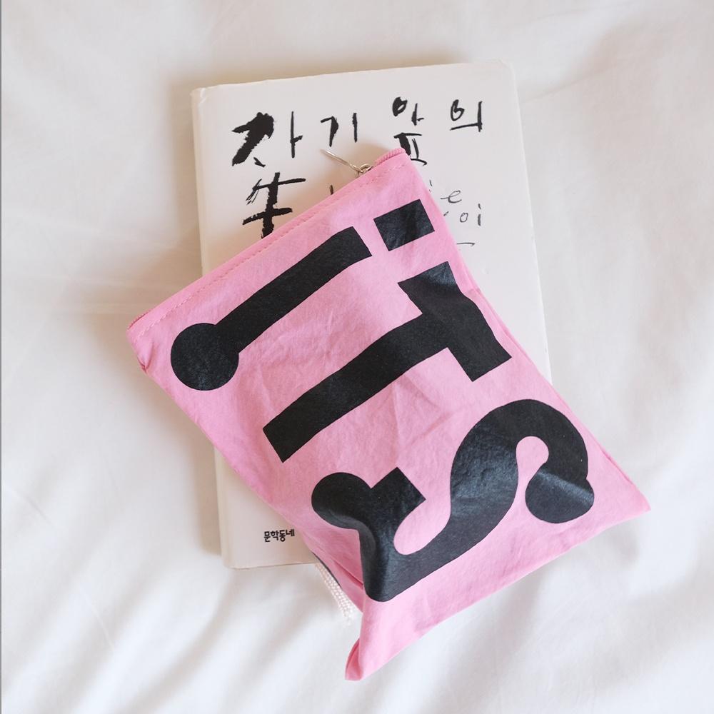 [MINMIN] FRUiTS COLOR POUCH - LOVELY PINK BLACK