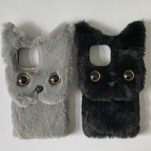 퍼 고양이 아이폰 케이스 털 케이스 (2color)