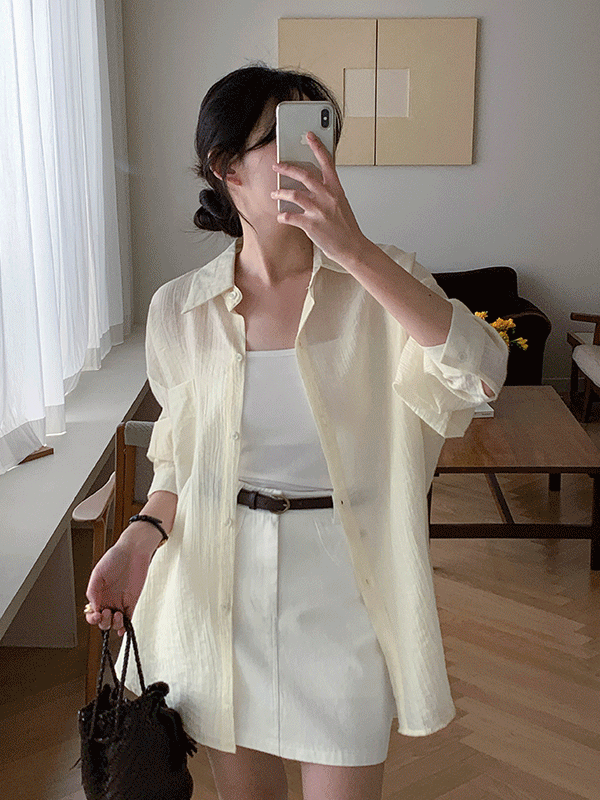 코코블랑 [단독][여름신상🌴살안타템/장마룩][2천장돌파] 인써머 시스루 셔츠