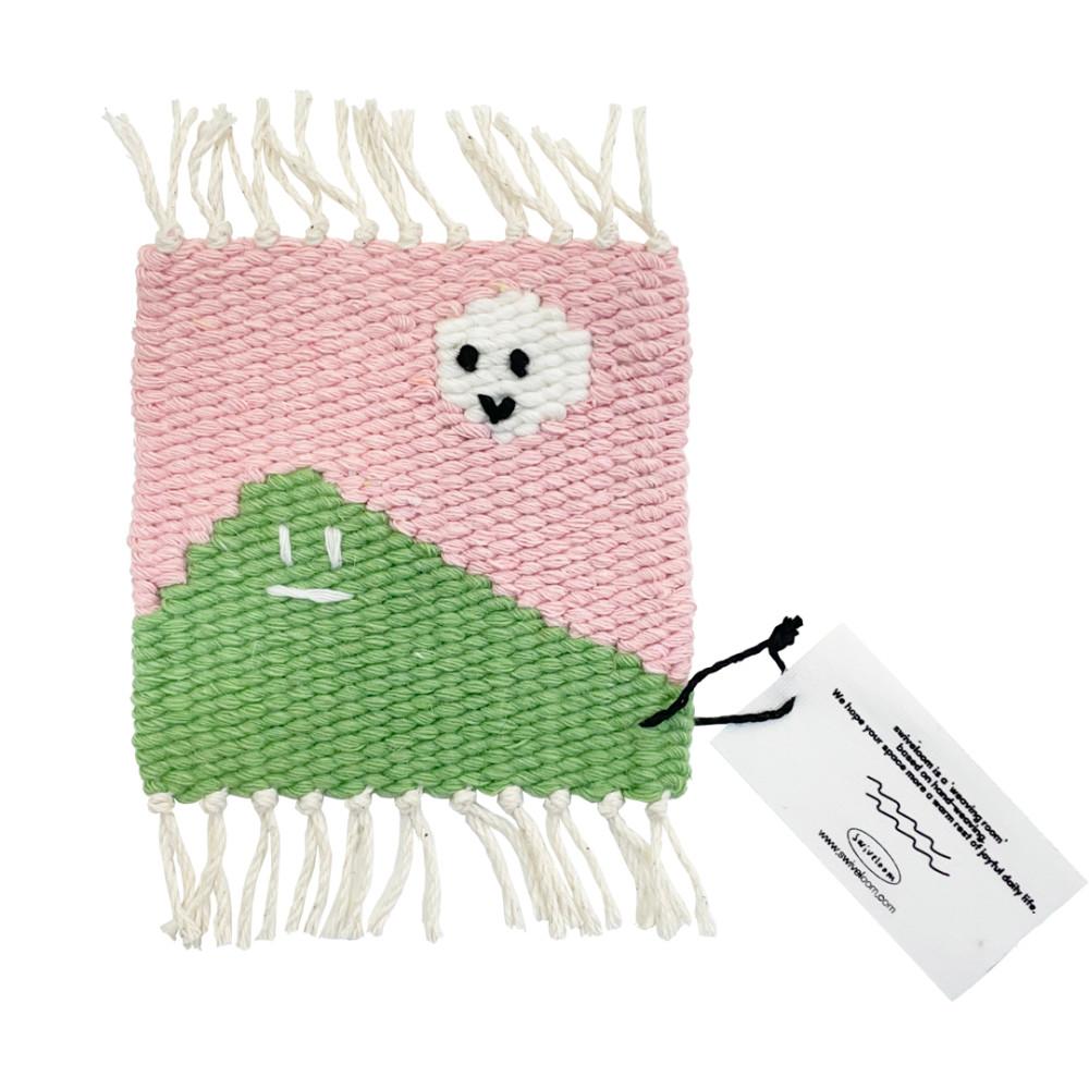 SUN&MOON PINK 해와달 핑크 위빙 코스터 뜨개 타피스트리 컵받침