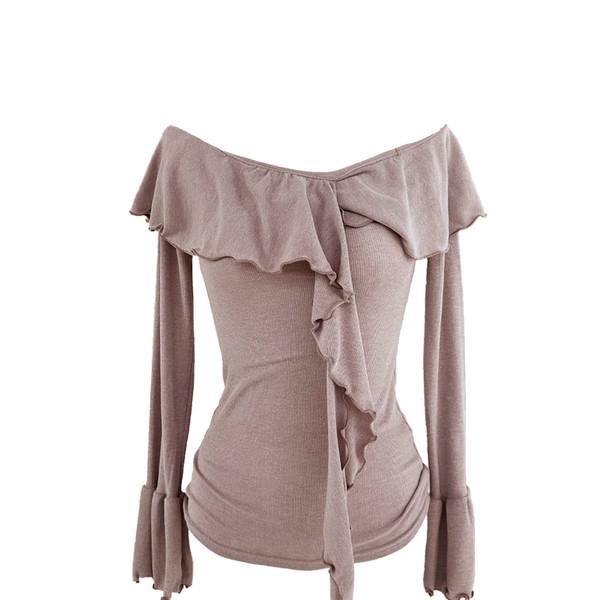 Lyn frill off shoulder t-shirt (2colors)