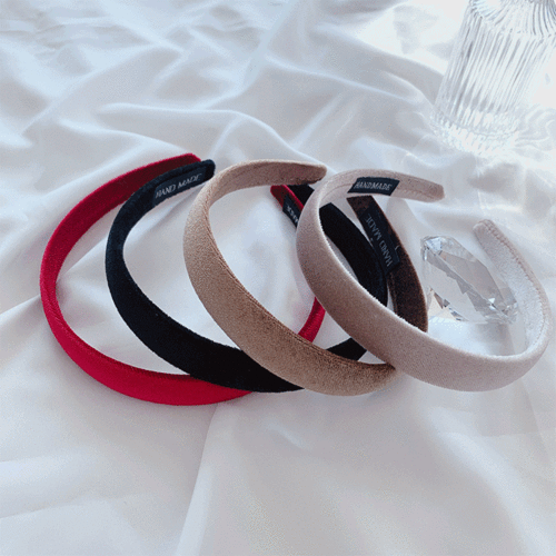 [무배] 벨벳와이드 머리띠 (4컬러)