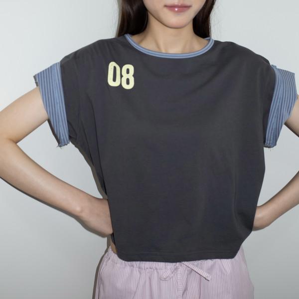 [2차 6/11 출고] BUTTON DOUBLE SLEEVE T (CHARCOAL)