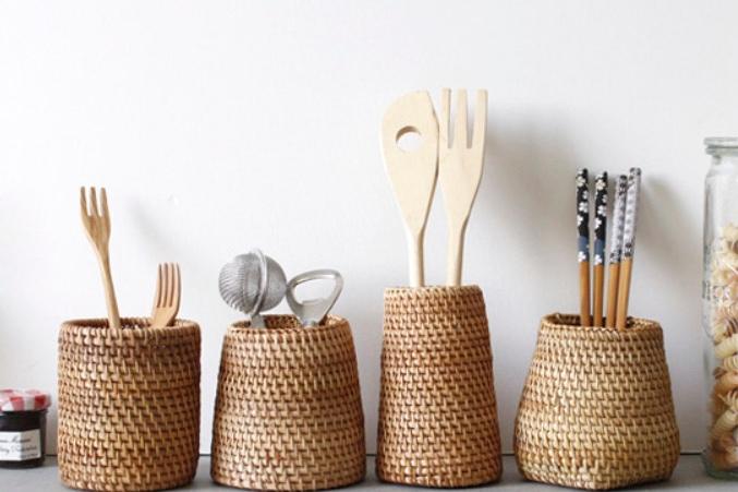 라탄 인테리어 다용도 수저통 연필꽂이 수저꽂이 소품꽂이 오브제 (4type)