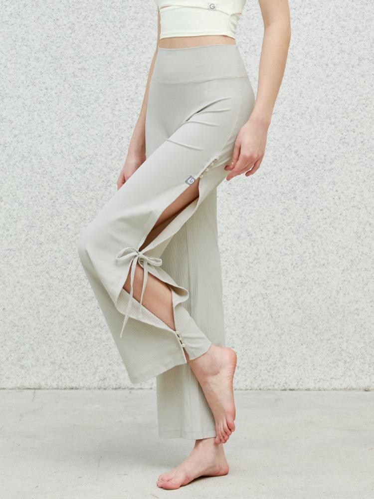 엘플렉스 Rib 사이드 슬릿 와이드 팬츠