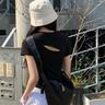 슬림핏 컷 아웃 반팔 티셔츠 (화이트/블랙)