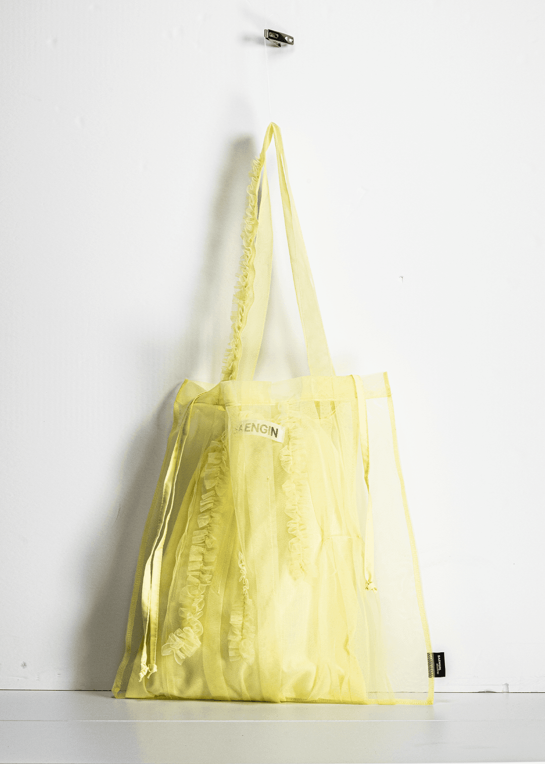 TULLE RUFFLE TOTE BAG - LEMON