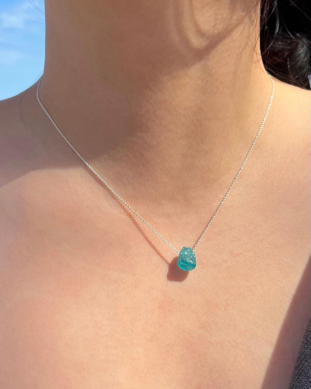 Own Necklace _rough blue apatite