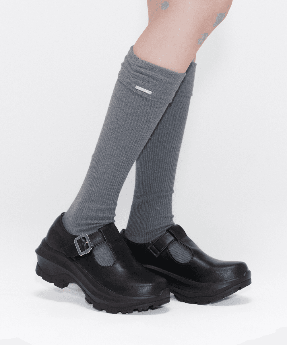 [2월10일 발매] Shirring knee socks CHARCOAL