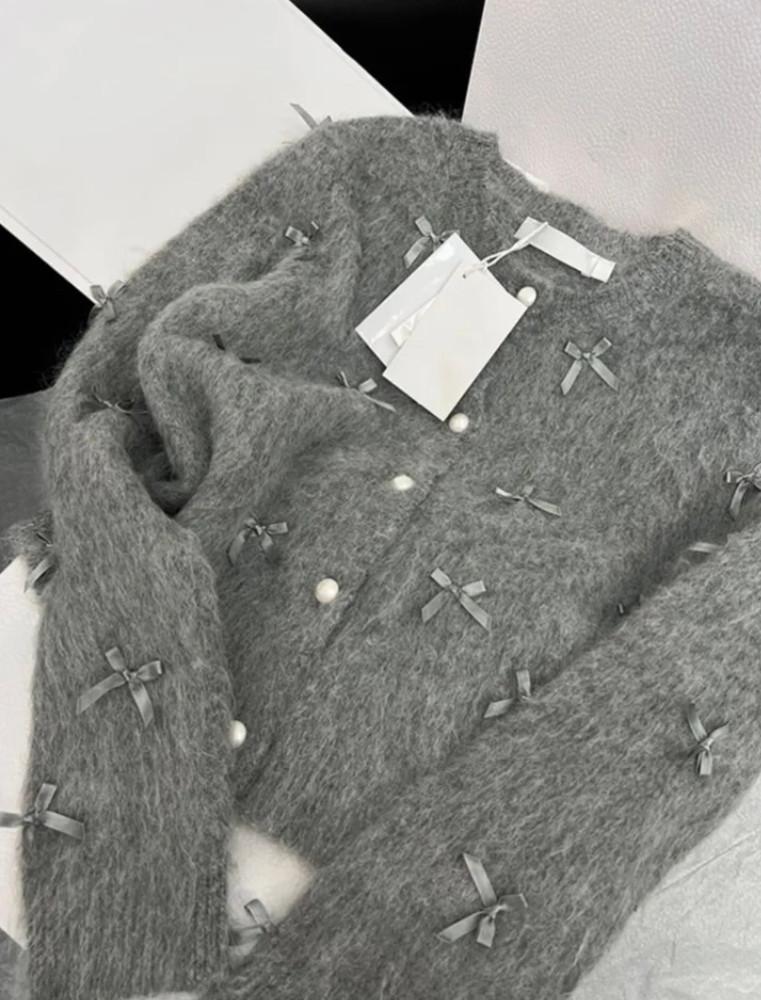 [당일/주문폭주!!] Dust ribbon cardigan 더스트 리본 모헤어 가디건