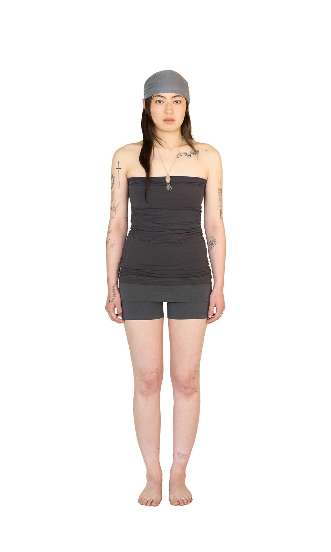Pin tuck tube top | Shadow