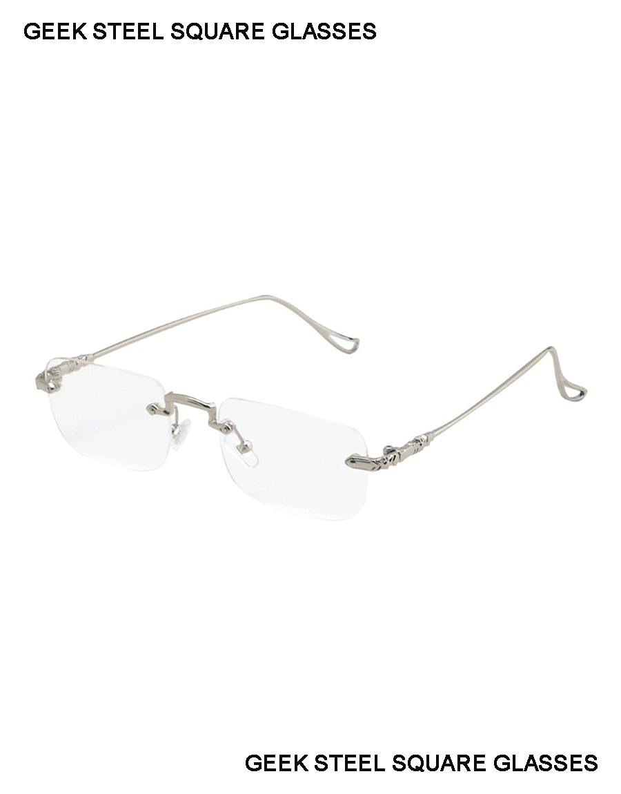 Geek steel square glasses