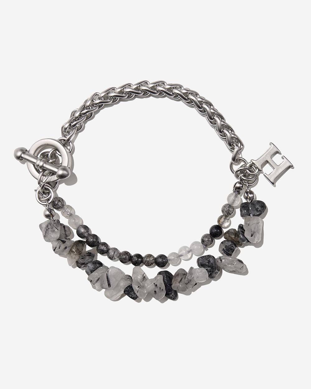 GEMSTONE METAL MIX BRACELET BLACK (WA106)
