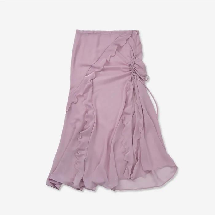 SILHOUETTE RUFFLE MAXI SKIRT [PINK]
