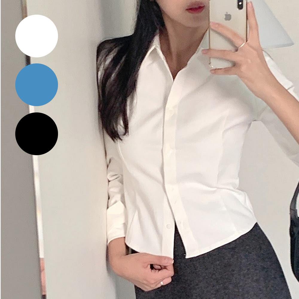 스판셔츠 크롭 쫀득 도톰 슬림핏셔츠 델루나