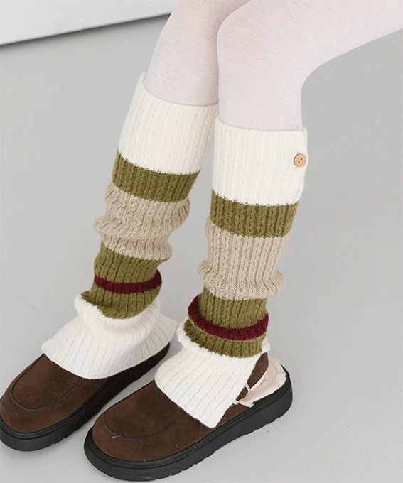 토모 배색 버튼 레그워머 2color