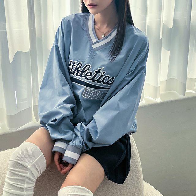 (unisex)브이넥아노락맨투맨
