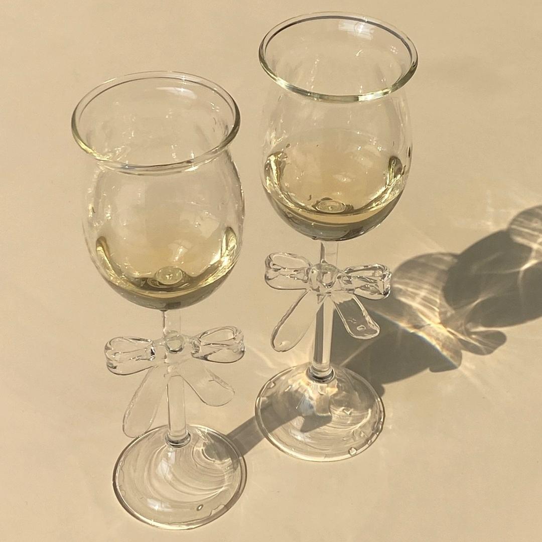 쏠띵즈 투명 리본 와인글라스