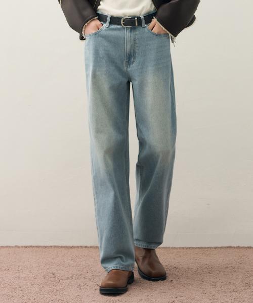 유주얼 세미 와이드 데님 팬츠 [DUSTY BLUE]